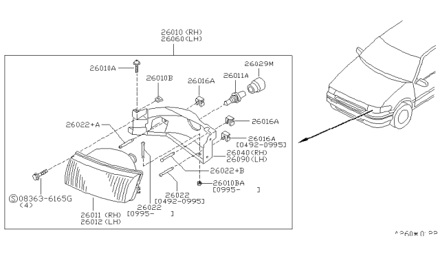1996 Nissan Quest Bulb Diagram for 262969B901