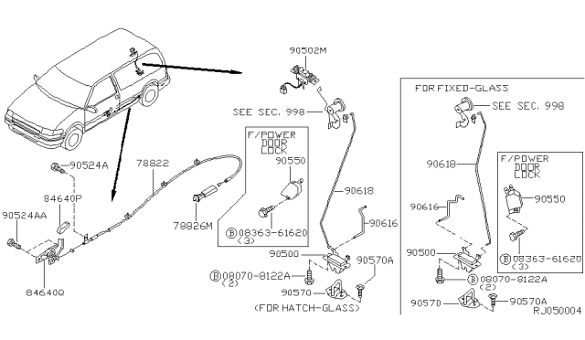 1995 Nissan Quest  Back Door Lock & Remote Control Assembly Diagram for 905000B001