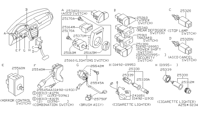 1996 Nissan Quest Ring-Cigarette Lighter Diagram for 253399B910
