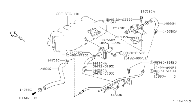 1996 Nissan Quest  Hose-Air Diagram for 140991B000