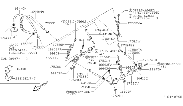 1994 Nissan Quest  Bolt Diagram for 1616388G00