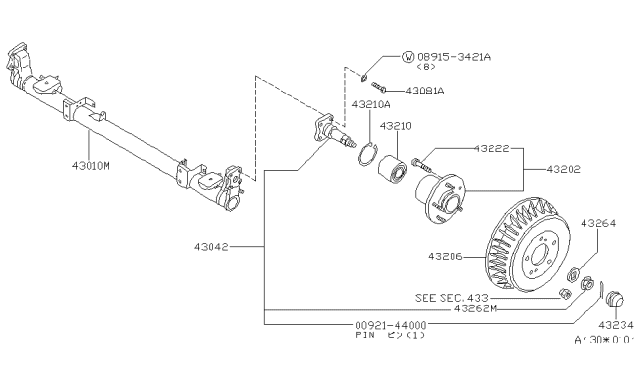 1996 Nissan Quest Hub Assy-Rear Diagram for 432020B010