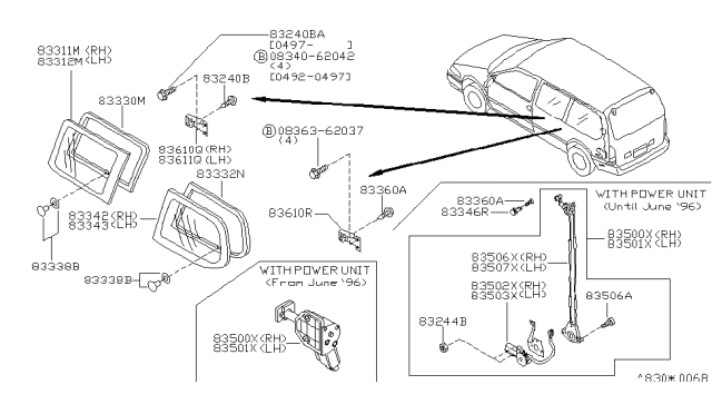 1997 Nissan Quest  Handle-Side Window, LH Diagram for 836110B000