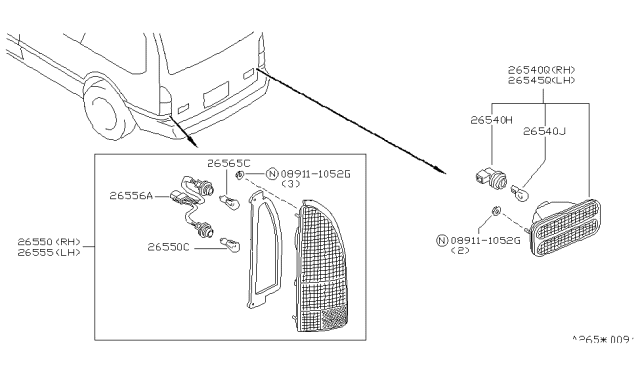 1996 Nissan Quest Bulb Diagram for 267170B003