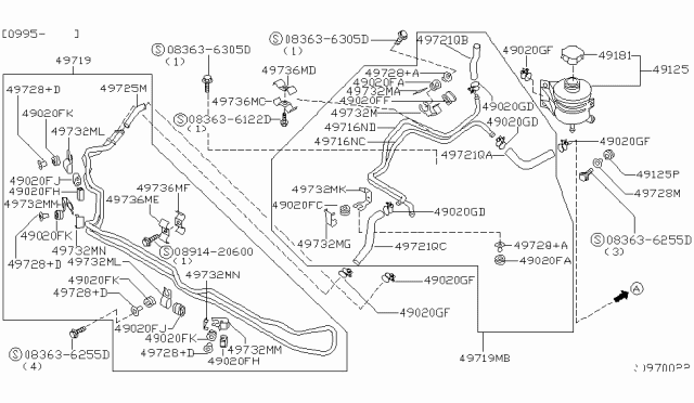 1995 Nissan Quest  Tube Assy-Return, Power Steering Diagram for 497210B007