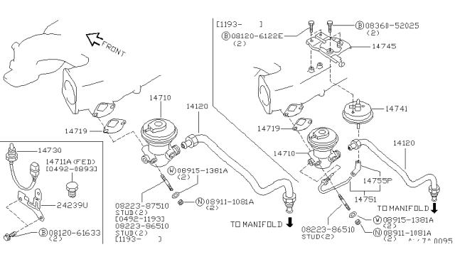 1998 Nissan Quest Tube Assembly-BPT Diagram for 147500B700