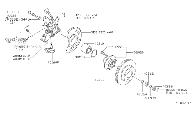 1993 Nissan Quest  Bolt-Hub Diagram for 402220B005