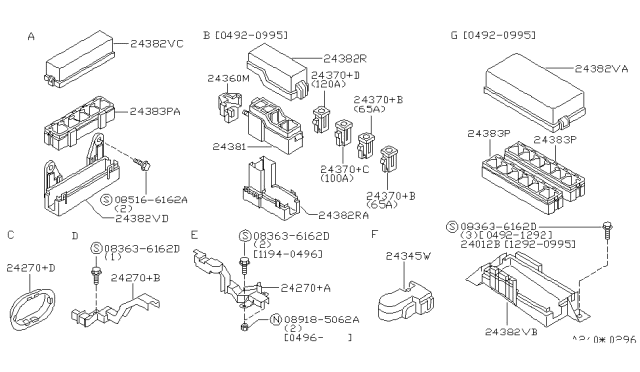 1995 Nissan Quest Connector Assy-Fusible Link Diagram for 243700B010