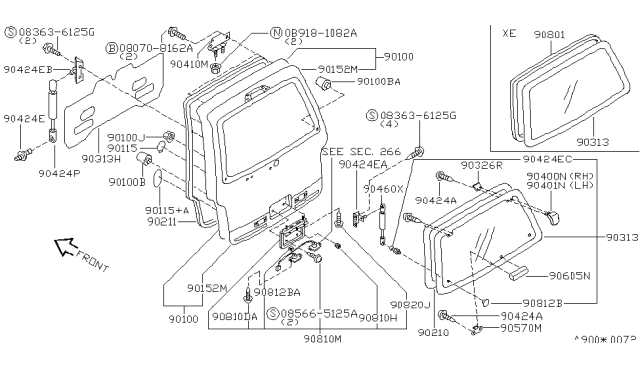 1995 Nissan Quest  Stay Assembly-Back Door Diagram for 904500B000