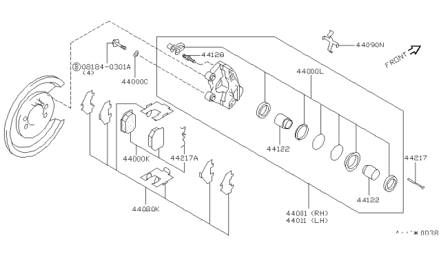 1994 Nissan 300ZX Hardware Kit Diagram for 4408043P25