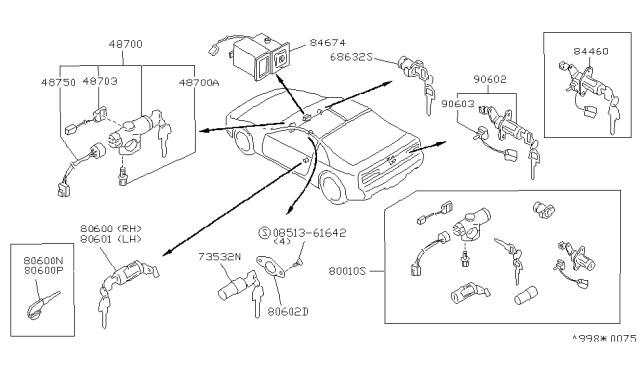1992 Nissan 300ZX Cylinder Set-Door Lock, LH Diagram for 8060130P25