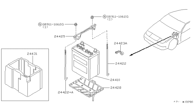 1991 Nissan 300ZX  Rod-Battery Fix Diagram for 2442589907