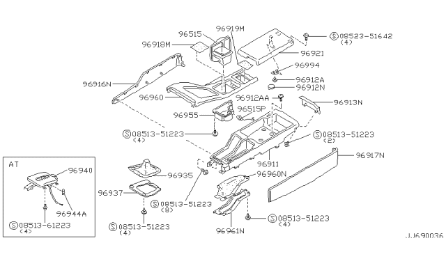 1990 Nissan 300ZX Ashtray-Console Diagram for 9651030P00