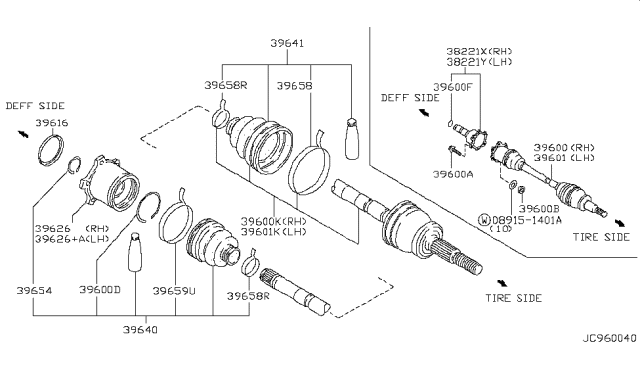 1991 Nissan 300ZX  Housing, W/SHAFT Set-R Diagram for 3971273L00