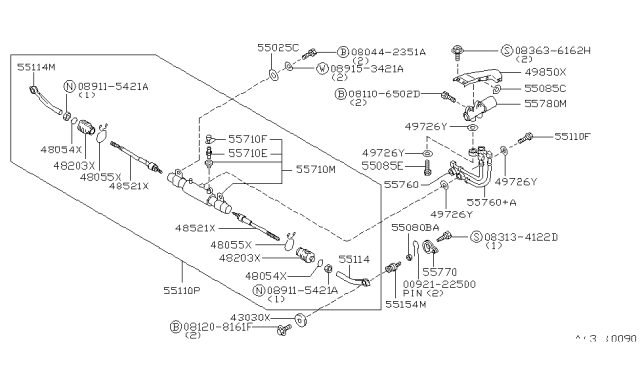 1991 Nissan 300ZX  Bolt-Hex Diagram for 080442351A