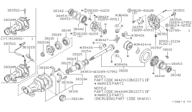 1991 Nissan 300ZX  Case Complete Differential Diagram for 3842080M02