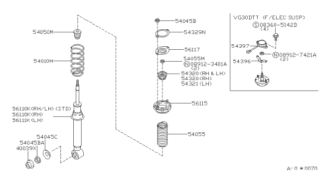 1996 Nissan 300ZX Bracket-Front Shock Absorber Diagram for 5611533P50