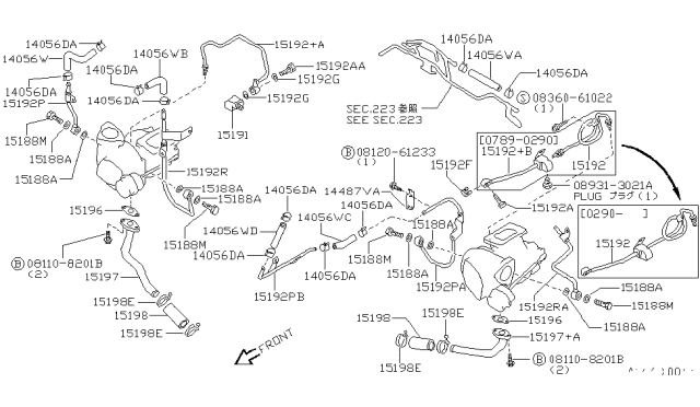 1991 Nissan 300ZX  Pipe Assembly-Oil Outlet Diagram for 1519740P00