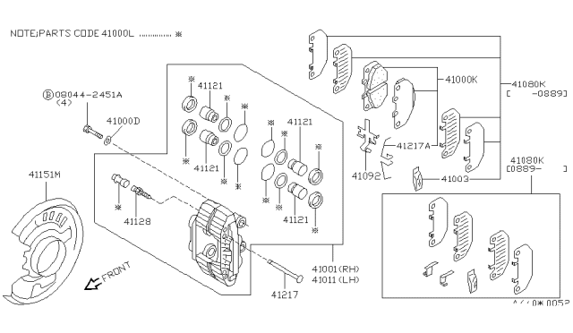 1990 Nissan 300ZX Seal Kit-Disc Brake Diagram for 4112030P25
