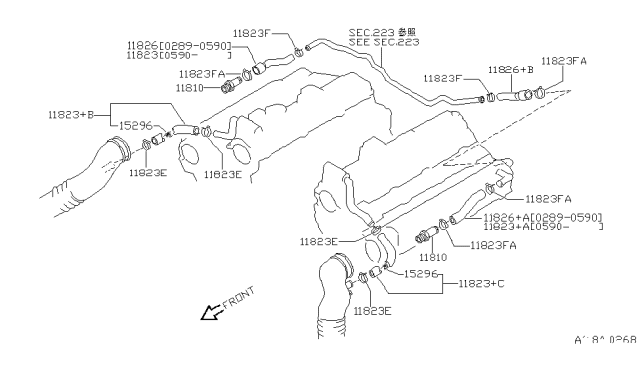 1991 Nissan 300ZX  Hose-Rocker Cover To Air Pipe Diagram for 1182330P12