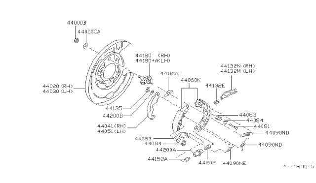 1995 Nissan 300ZX Plate Assembly-Back Rear Brake RH Diagram for 4402048P10