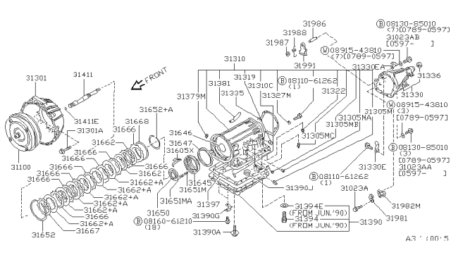 1992 Nissan 300ZX Seal-Oil Rear Extension Diagram for 3213601G10