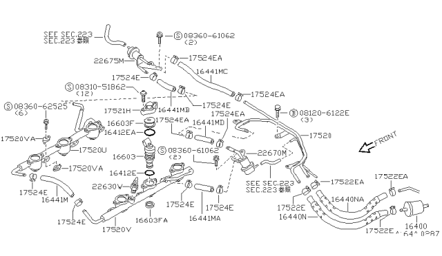 1990 Nissan 300ZX  Cap Fuel UNJECTOR Diagram for 1661910V00