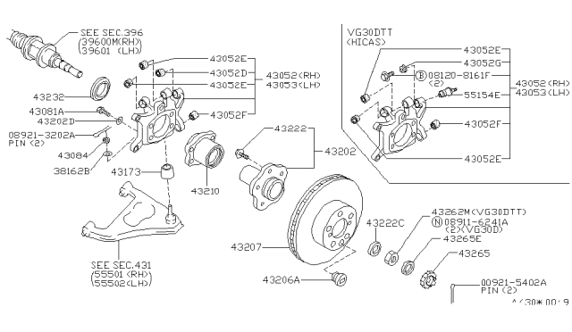 1993 Nissan 300ZX  Bolt-Hub Diagram for 4322206R61