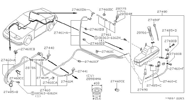 1995 Nissan 300ZX Clip-Hose Diagram for 28945V5000