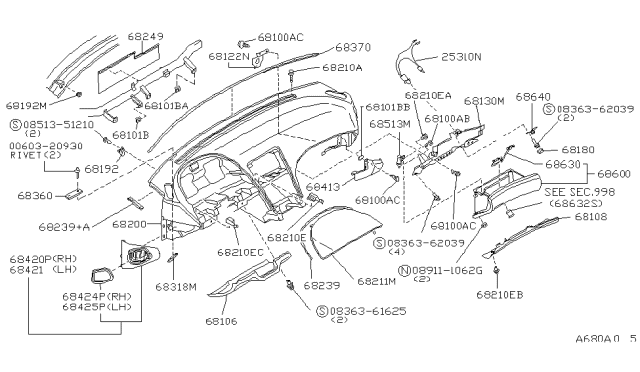 1993 Nissan 300ZX  Clip-Trim Diagram for 0155301733