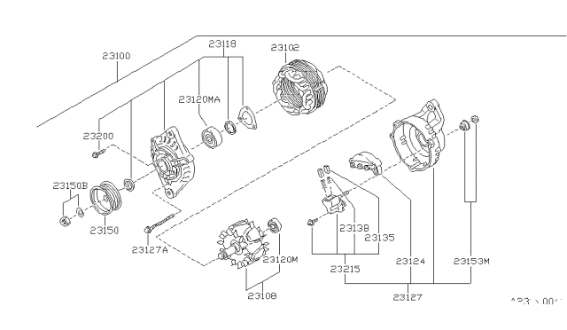 1994 Nissan 300ZX ALTERNATOR Diagram for 231000P501