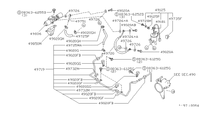 1991 Nissan 300ZX  Hose-Return, Power Steering Diagram for 4972531P02