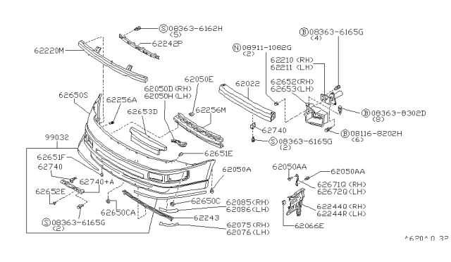 1990 Nissan 300ZX  Screw - Machine Diagram for 083636162H