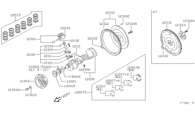 1991 Nissan 300ZX  Plate-Crankshaft Sprocket Diagram for 1302345V00