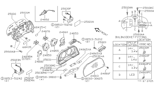 1991 Nissan 300ZX  Led-Warning Diagram for 2486004Y01