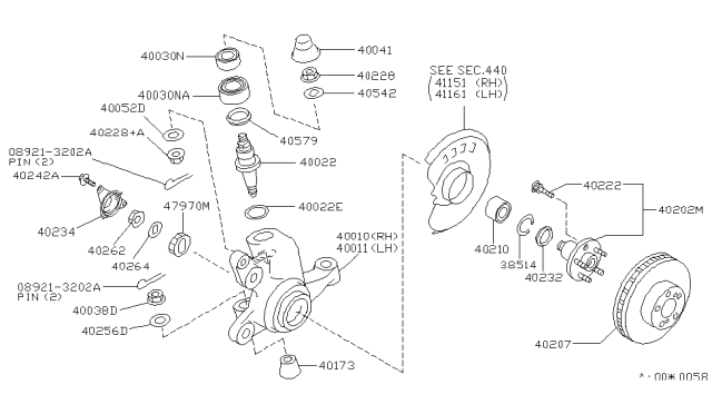 1994 Nissan 300ZX Seal Hub Diagram for 4023233P10