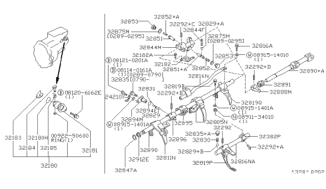1990 Nissan 300ZX  Fork-Shift, Reverse Diagram for 3281933P00