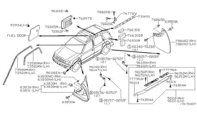 2002 Nissan Xterra Nut Diagram for 012210003U