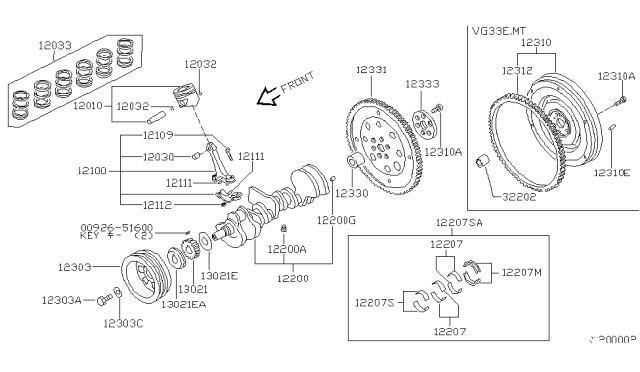 2000 Nissan Xterra  Rod Complete-Connecting Diagram for 121000W004