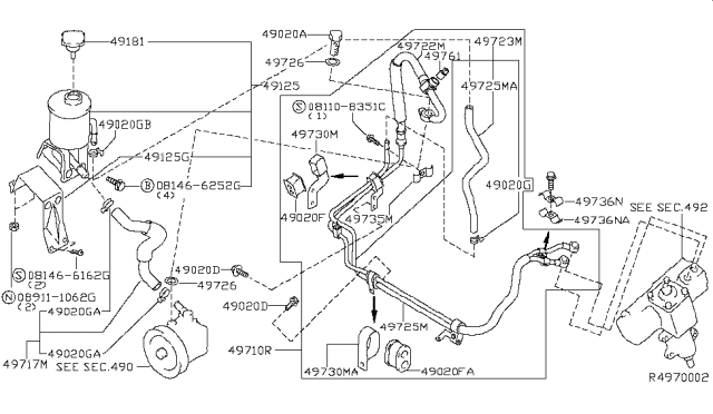2000 Nissan Xterra  Switch Pressure Diagram for 497619Z400