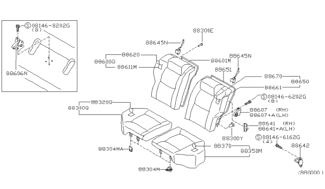 2001 Nissan Xterra Clip-Trim Diagram for 887977Z000