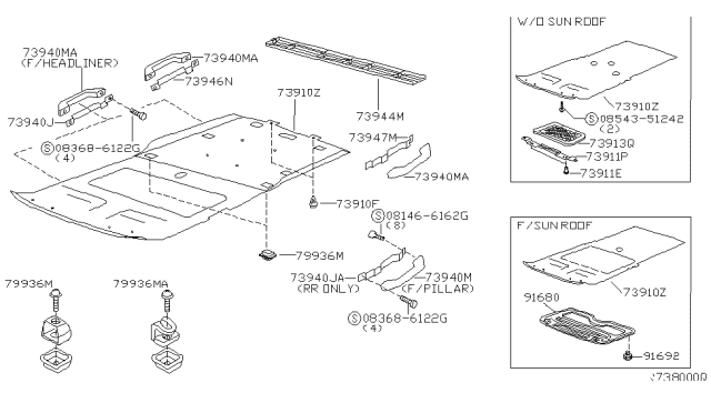 2002 Nissan Xterra Grip Assembly-Assist Diagram for 739403S500