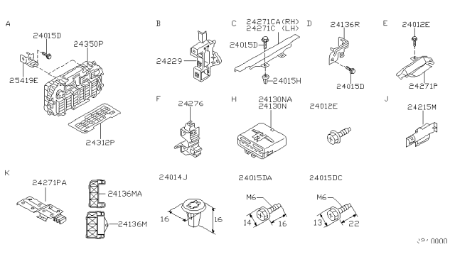 2002 Nissan Xterra Bracket-Fuse Block Diagram for 243173S500