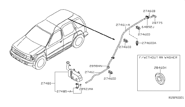 2001 Nissan Xterra  Cover-Hole Diagram for 648997Z000