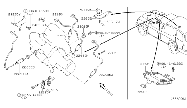 2004 Nissan Xterra Engine Control Module Diagram for 237106S510
