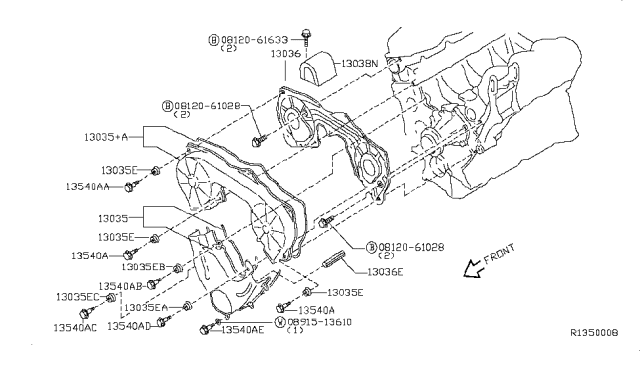 2001 Nissan Xterra  Cover Assy-Front Diagram for 135013S502