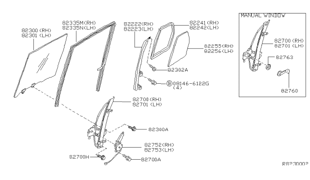 2003 Nissan Xterra  Motor&Gear Regulator RH Diagram for 827307Z800