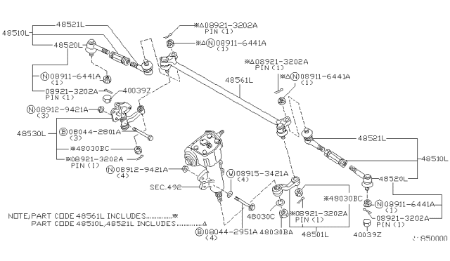 2004 Nissan Xterra  Arm Kit-Pitman Diagram for 485023S526