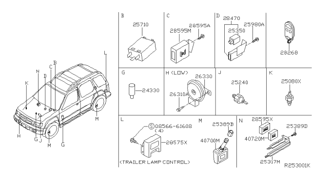 2002 Nissan Xterra  Tpms Tire Pressure Monitoring Sensor Diagram for 40700CD000