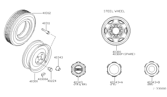 2002 Nissan Xterra  Aluminum Wheel 16X7 Diagram for 403007Z900